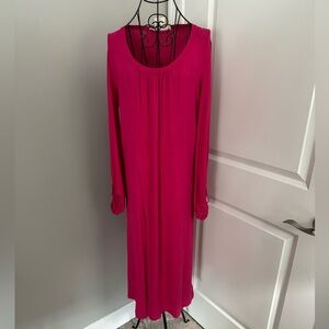 NWOT Free People Beach Long Sleeve Tie Maxi Dress in Hot Pink Size XS